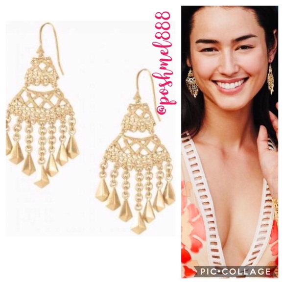 Stella & Dot | Dainty Gold Lace Alila Chandelier Earrings Retired RARES - Picture 1 of 8